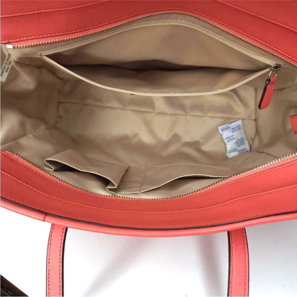 Coach Taylor Coral Leather Tote with Logo Patch - Picture 4 of 16